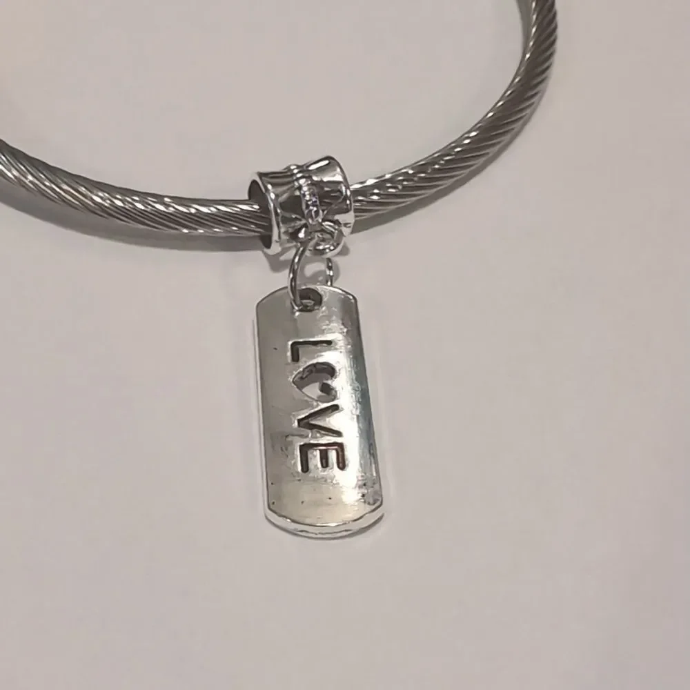 Silver Love Dangle‎ Charm for Pandora Style Bracelet